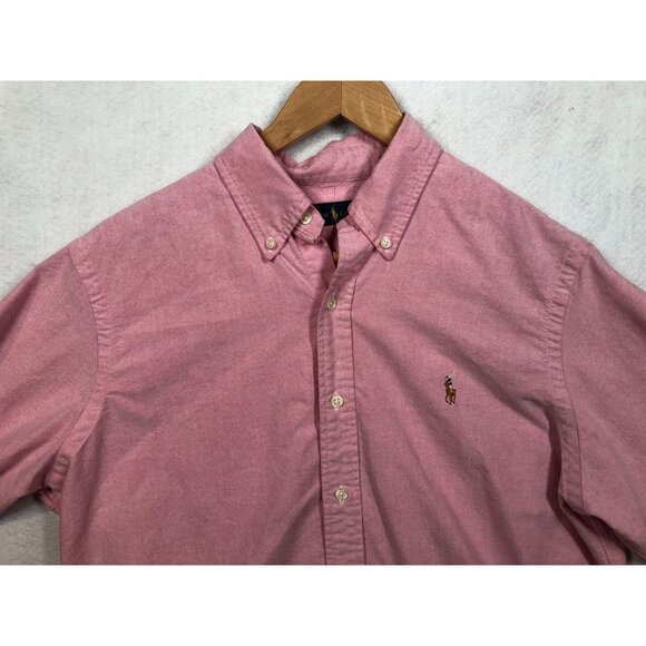 Ralph Lauren Button Down Shirt Pink Preppy Long Sleeve Pony Logo Men's Large L - Picture 3 of 7